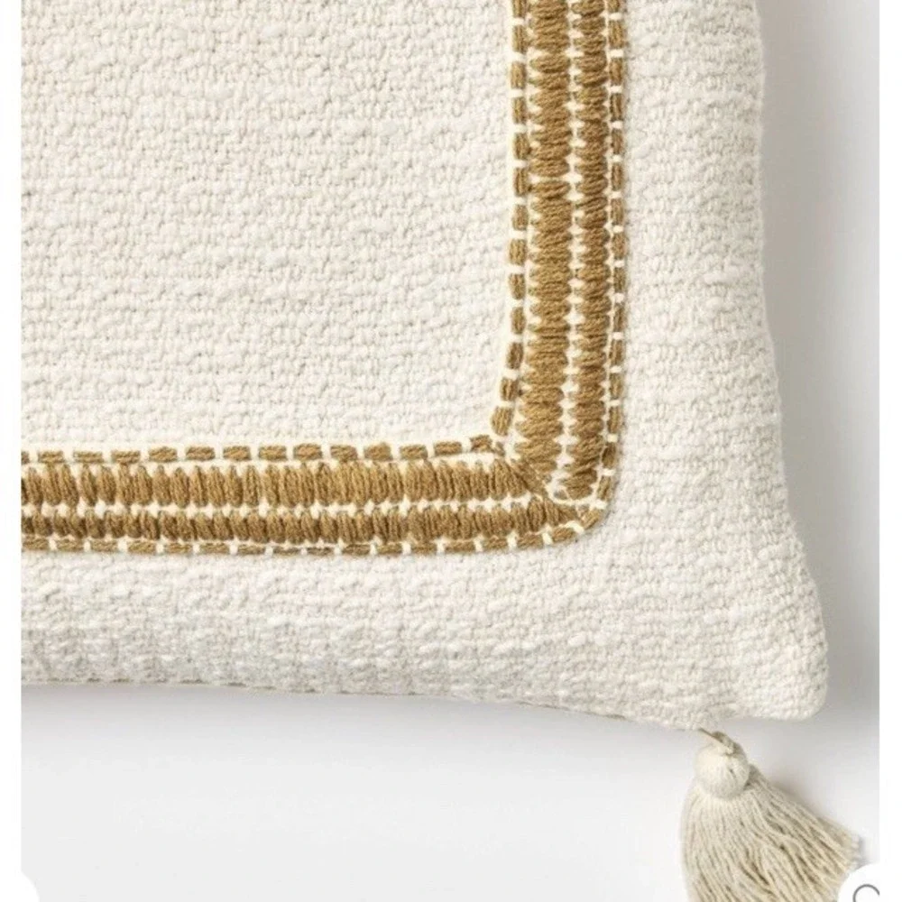 Threshold studio mcgee oversized  Frame border pillow cream and tan